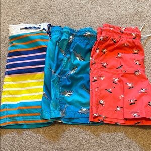 J. Crew Kids Swim Shorts - Multicolor Stripes, Blue Sharks, Red Surfers